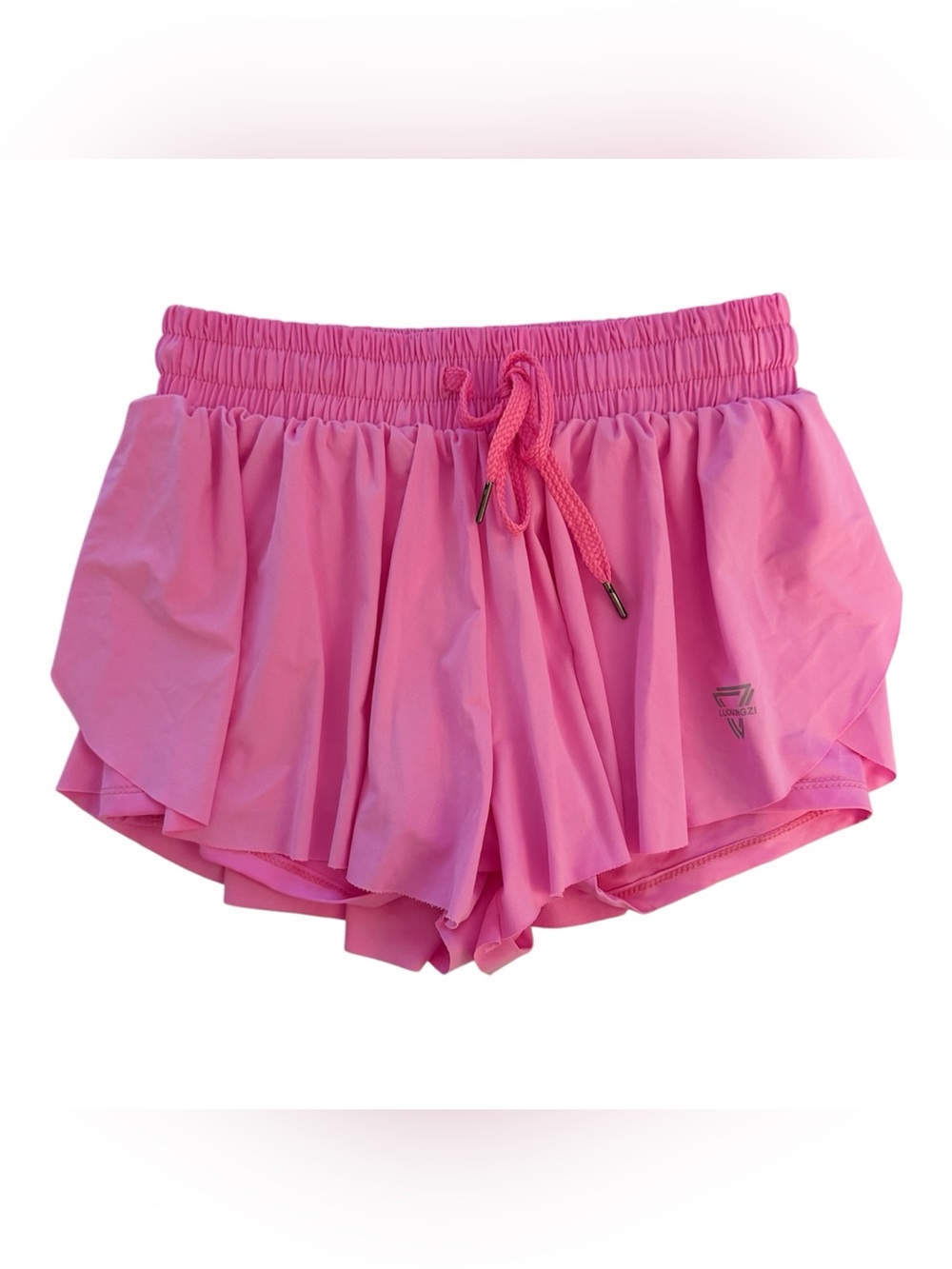 Luogongzi Flowy Athletic Skort Hot Pink Ruffle Running Shorts S